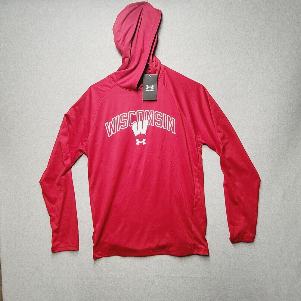 Wisconsin Badgers Men's‎ Size Medium Red Under Armour Pullover with Hood UA Logo